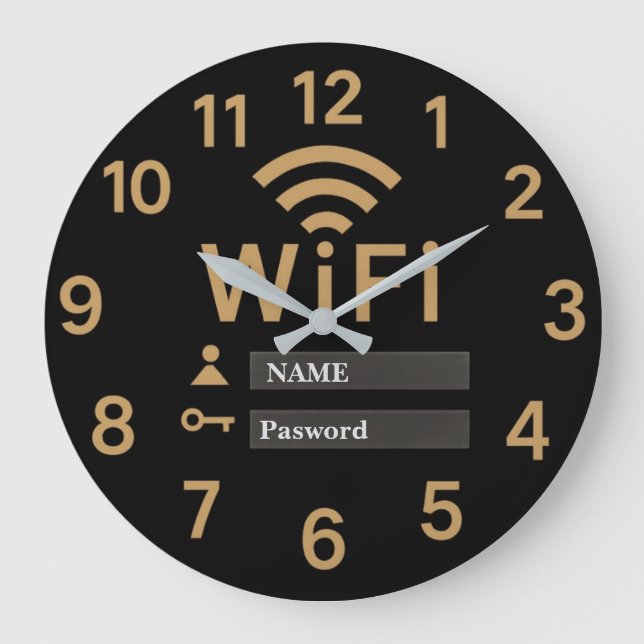 Reloj Redondo Grande Wifi password  modern home network personalized (Anverso)