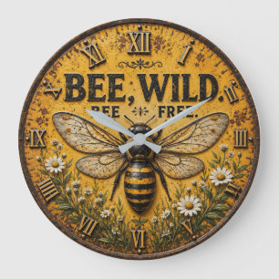 Reloj Redondo Grande Wild Bee Rustic Farmhouse