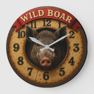 Reloj Redondo Grande Wild boar rustic hunting lodge woodland theme