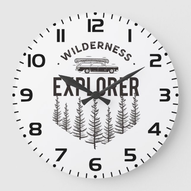 Reloj Redondo Grande Wilderness Explorer Station Wagon Canoe Trees (Anverso)