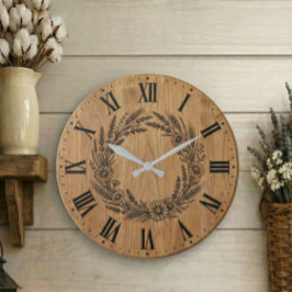 Reloj Redondo Grande Wildflower Wreath wall clock | Farmhouse Decor