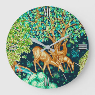 Reloj Redondo Grande William Morris Deer por una impresión de un tocado