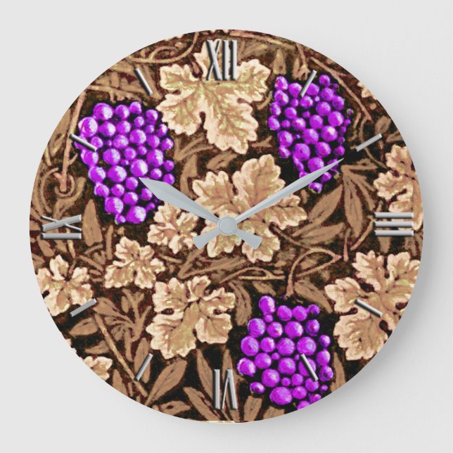 Reloj Redondo Grande William Morris Grapevine, Brown y Purple (Anverso)