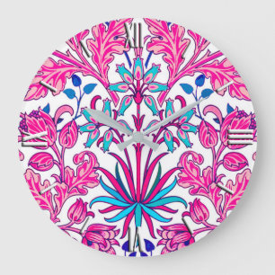 Reloj Redondo Grande William Morris Hyacinth Print, Fuchsia Pink