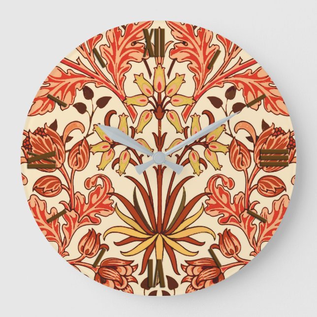 Reloj Redondo Grande William Morris Hyacinth Print, Orange and Rust (Anverso)