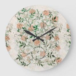 Reloj Redondo Grande William Morris Jasmine Patrón Floral Arte de época