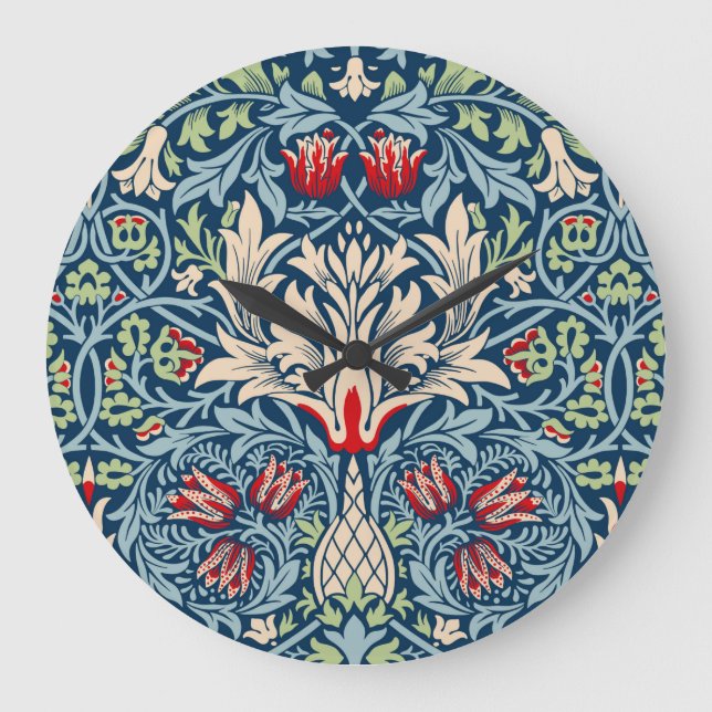 Reloj Redondo Grande William Morris Snakeshead Fritillary Floral Design (Anverso)