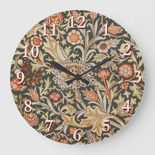 Reloj Redondo Grande William Morris Trent Garden Flower Classic Botanic (Anverso)