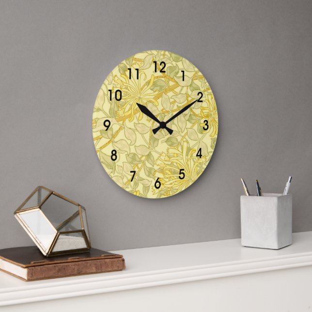 Reloj Redondo Grande William Morris - Yellow Honeysuckle (Oficina)