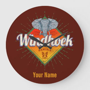 Reloj Redondo Grande Windhoek Namibia Retro Elephant Vintage Africa