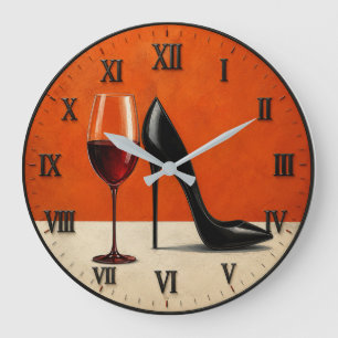 Reloj Redondo Grande Wine and High Heels Modern Wall Art