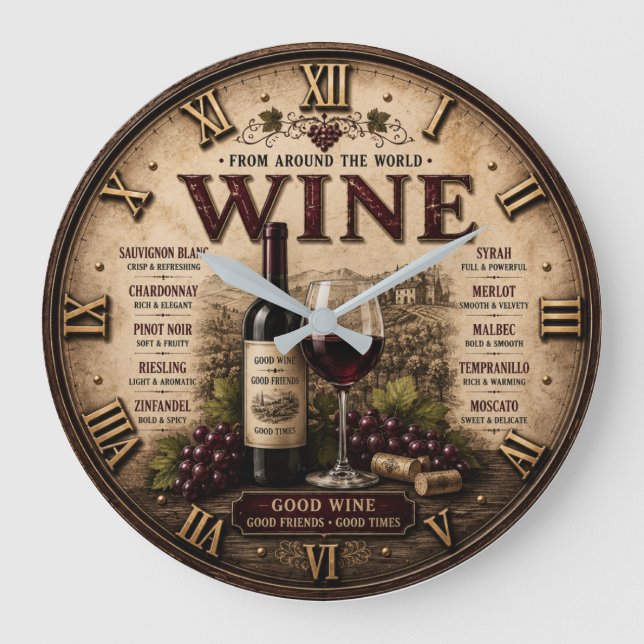 Reloj Redondo Grande Wine Around the World Rustic Vineyard (Anverso)