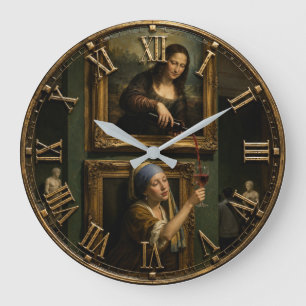 Reloj Redondo Grande Wine Art Renaissance Vintage Museum Monna Lisa