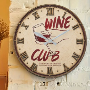 Reloj Redondo Grande Wine Club Rustic Vineyard Kitchen Home Bar