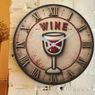 Reloj Redondo Grande Wine Emoji Modern Funny Minimalist Bar Decor