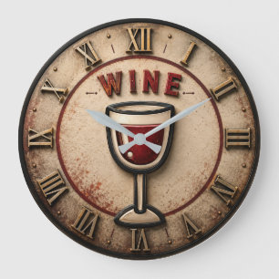 Reloj Redondo Grande Wine Emoji Modern Funny Minimalist Bar Decor