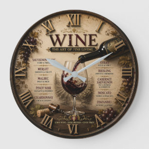 Reloj Redondo Grande Wine Guide Vintage Wine Lover Decor