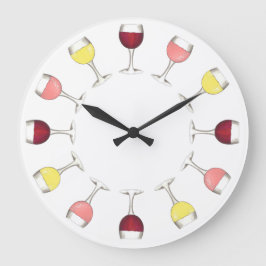 Reloj Redondo Grande Wine o' Clock Red Rosé White Glasses Winss Bar