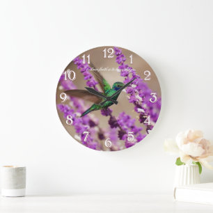 Reloj Redondo Grande Wings of Faith Sparkling Violet-ears Hummingbird