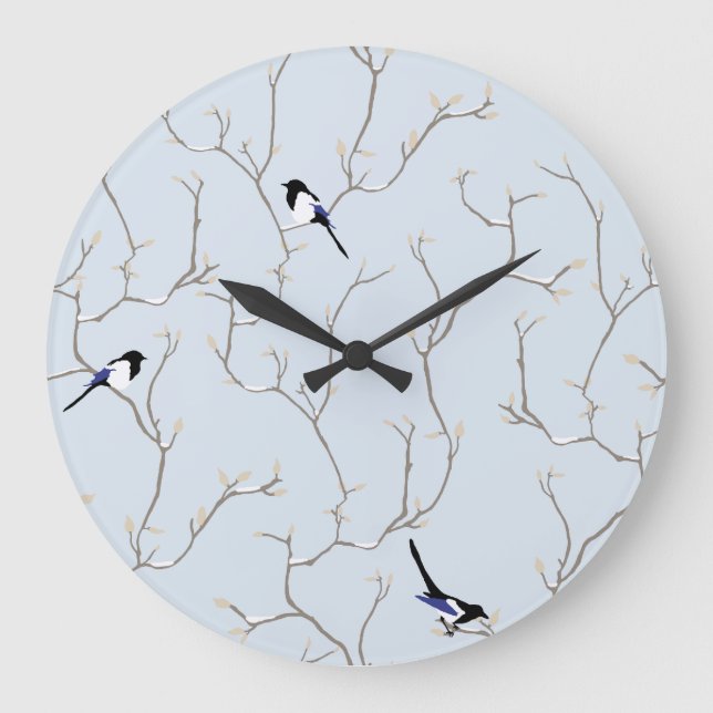 Reloj Redondo Grande Winter BIrds (Anverso)
