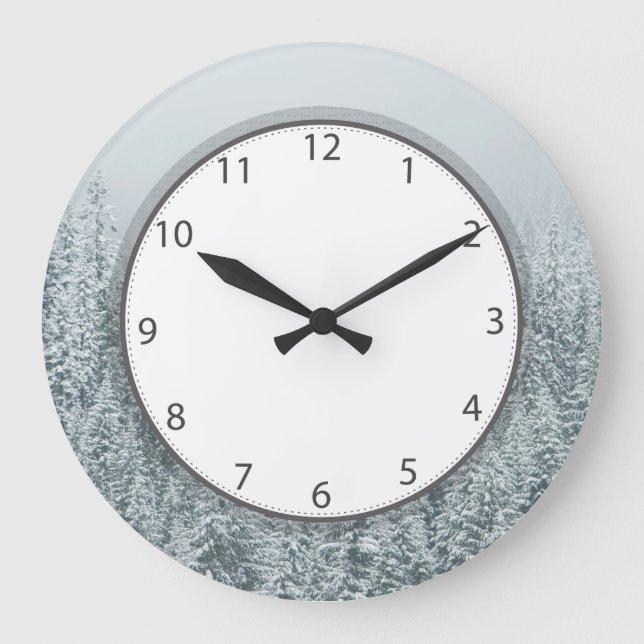 Reloj Redondo Grande Winter Pine Forest (Anverso)