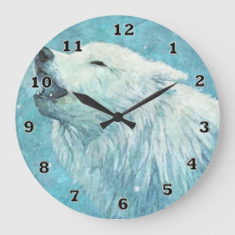 Reloj Redondo Grande Winter Wolf Clock
