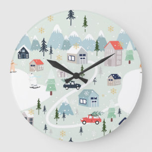 Reloj Redondo Grande Winter Wonderland: Navidades de oso polar