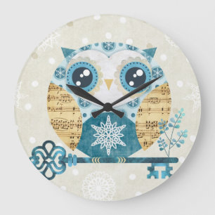 Reloj Redondo Grande Winter Wonderland Owl