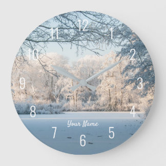 Reloj Redondo Grande Winter Wonderland Snow Landscape Large Clock
