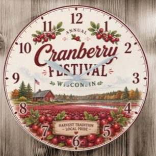 Reloj Redondo Grande Wisconsin Cranberry Festival Farmhouse Kitchen 