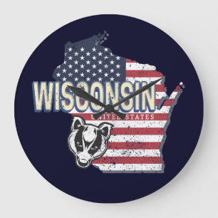 Reloj Redondo Grande Wisconsin Estados Unidos Mapa de Estados Unidos Vi