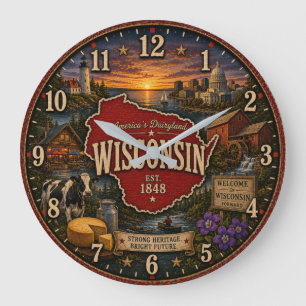 Reloj Redondo Grande Wisconsin State America's Dairyland
