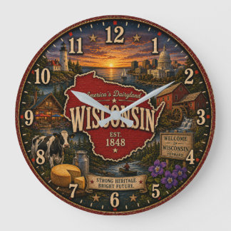 Reloj Redondo Grande Wisconsin State America's Dairyland
