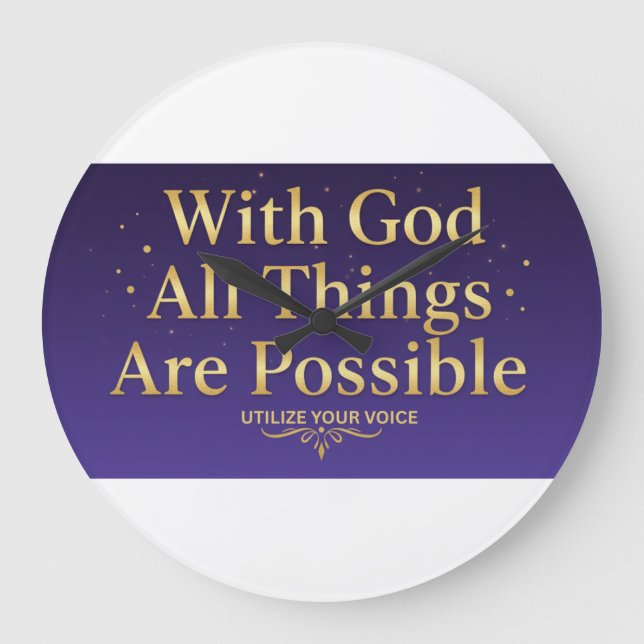 Reloj Redondo Grande With God All Things Are Possible  – Inspirational  (Anverso)