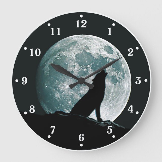Reloj Redondo Grande Wolf Howling Willife Wall Clock (Anverso)