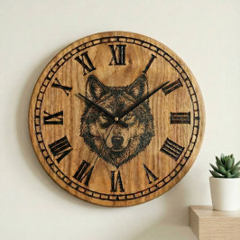 Reloj Redondo Grande Wolf Wall Clock – Silent Wild Guardian