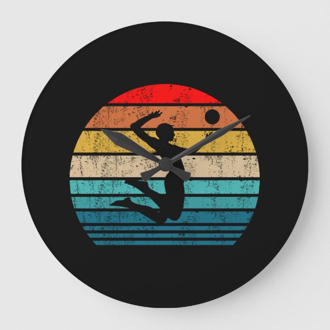 Reloj Redondo Grande Women Volleyball Beach Volleyball Serve Retro Gift (Anverso)