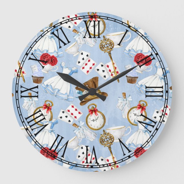 Reloj Redondo Grande Wonderland Alice Pattern (Anverso)