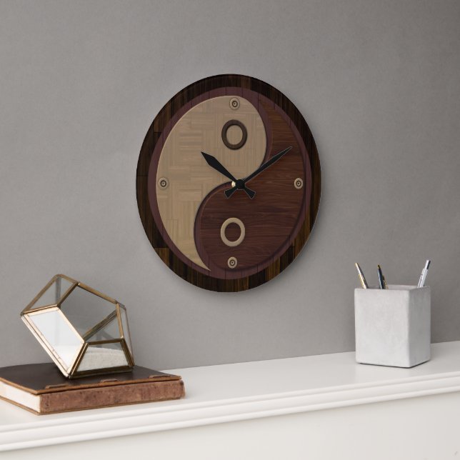 Reloj Redondo Grande Wood Yin Yang Wall Clock (Oficina)