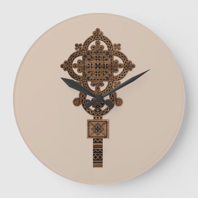 Reloj Redondo Grande Wooden Hand Cross  (Anverso)