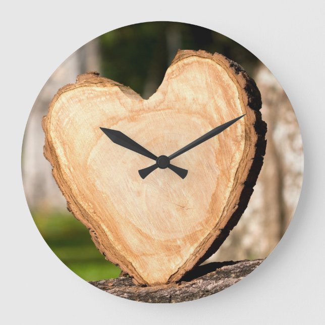 Reloj Redondo Grande wooden heart large clock (Anverso)