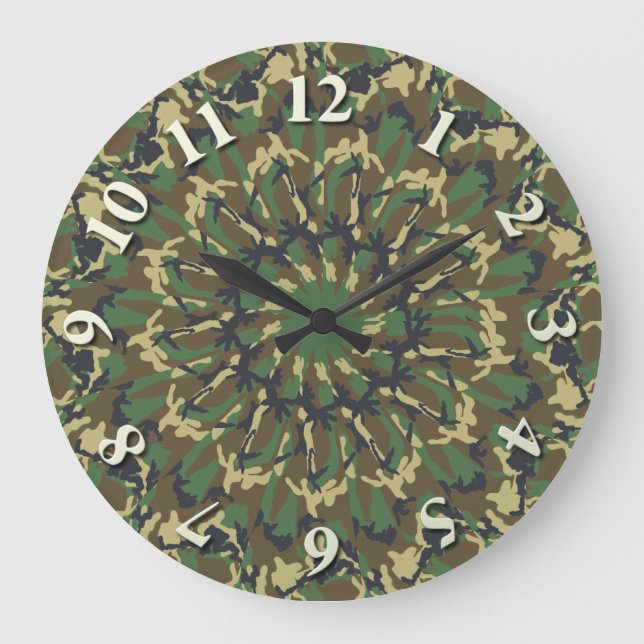 Reloj Redondo Grande Woodland Camo Kaleidoscope (Anverso)