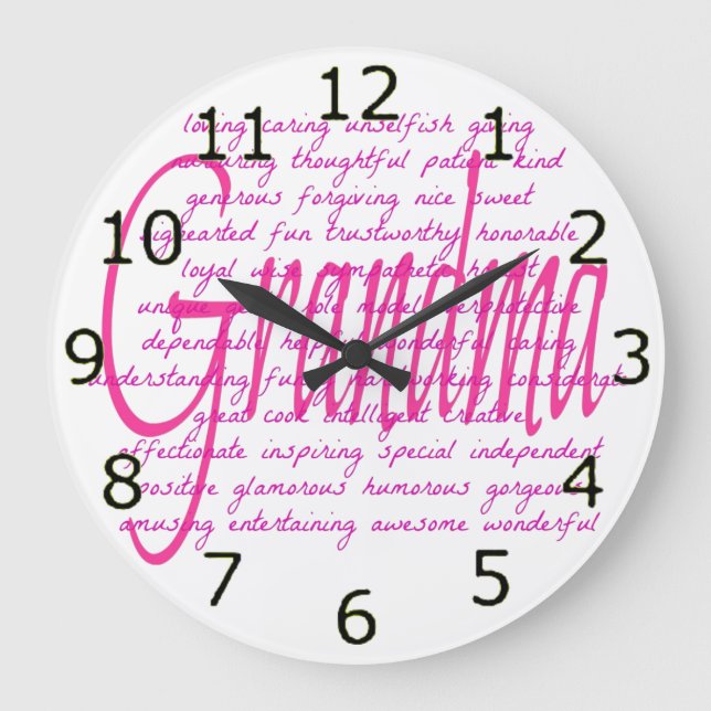Reloj Redondo Grande Words For Grandma (Anverso)
