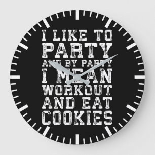 Reloj Redondo Grande Workout and Eat Cookies (Me gusta el Fiesta) - Div