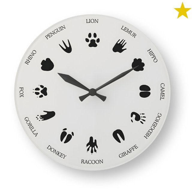 Reloj Redondo Grande Worldly Animal Tracks Footprints Identification (Subido por el creador)