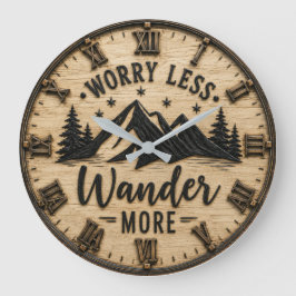 Reloj Redondo Grande Worry Less Wander More Rustic Mountain Cabin