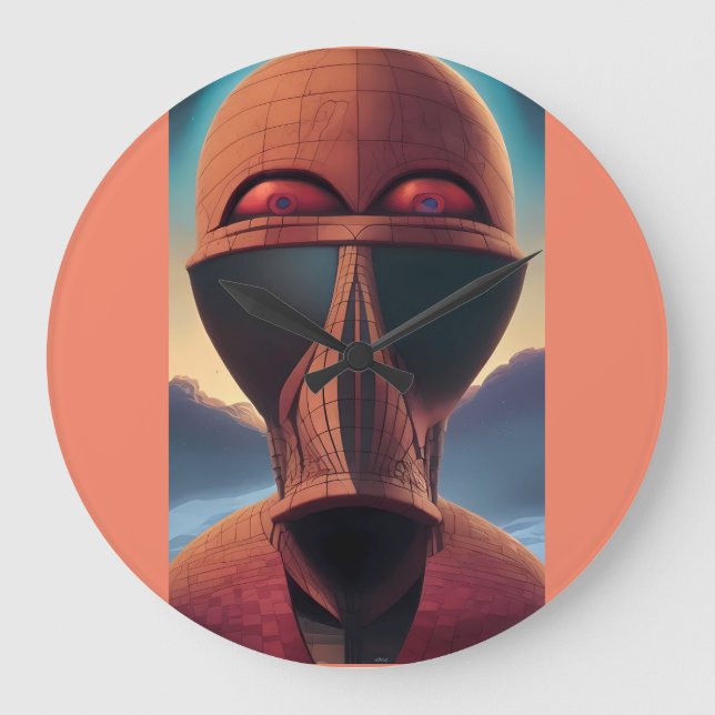 Reloj Redondo Grande Wow Ken Gage Psychedelic Sci-Fi (Anverso)