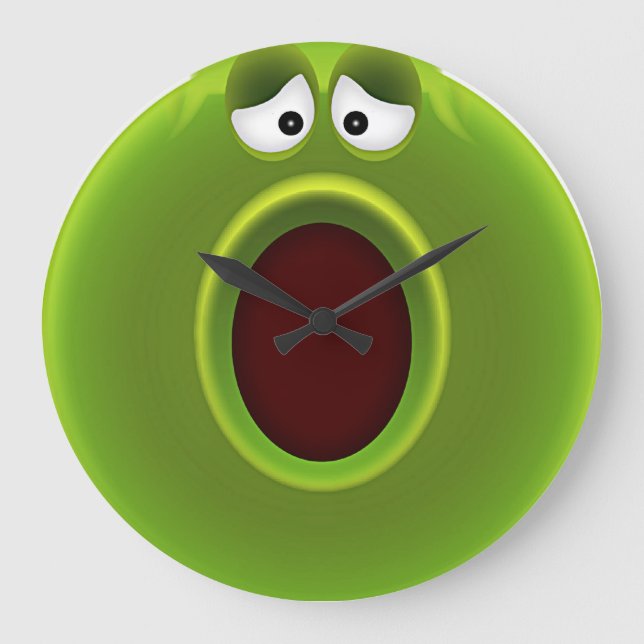 Reloj Redondo Grande Wow! Time Flies! Cute Cartoon "WOW!" Frog (Anverso)