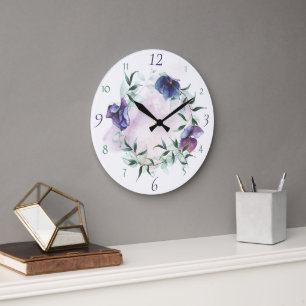Reloj Redondo Grande Wreath azul contemporáneo