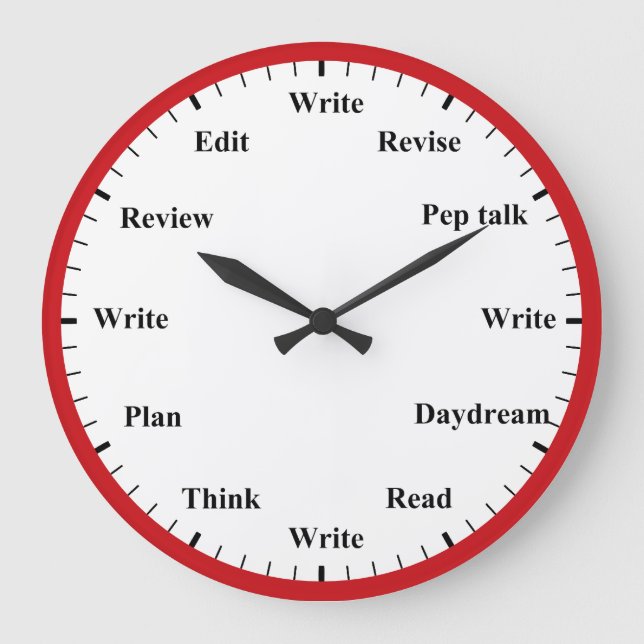 Reloj Redondo Grande Writer's Clock - Writing Job Fun Red Wall Clock (Anverso)